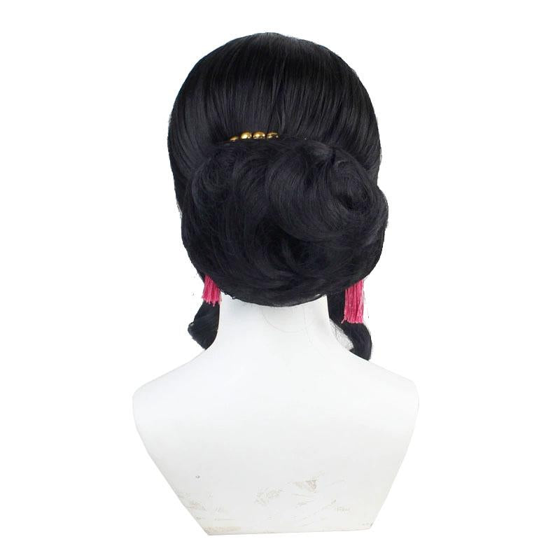 Demon Slayer Kibutsuji Muzan Female Curly Black Cosplay Wigs