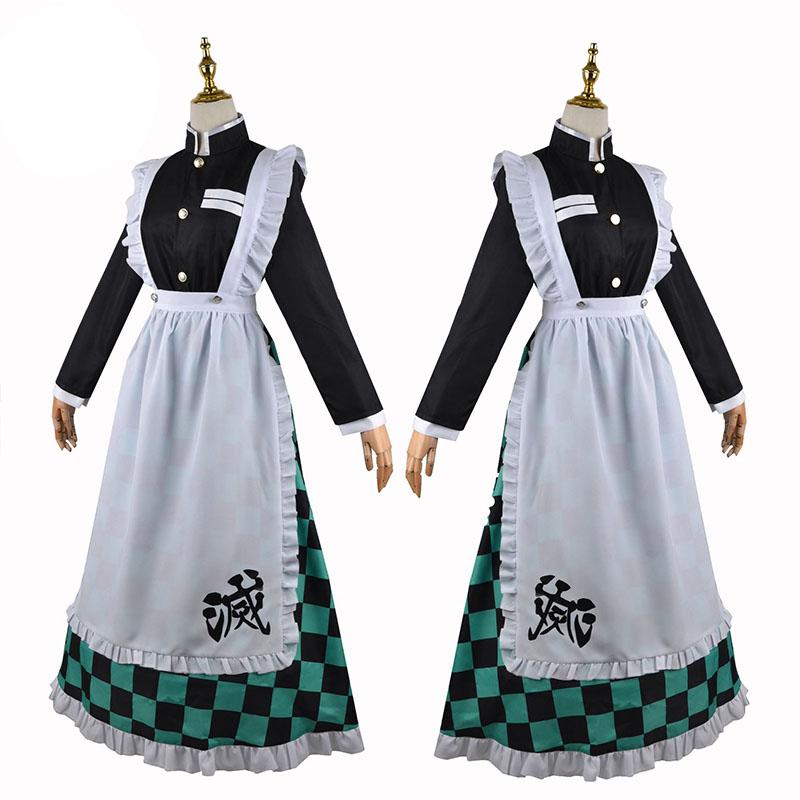 Demon Slayer  Kimetsu no Yaiba Tanjirou Kamado Maid Cosplay Costume