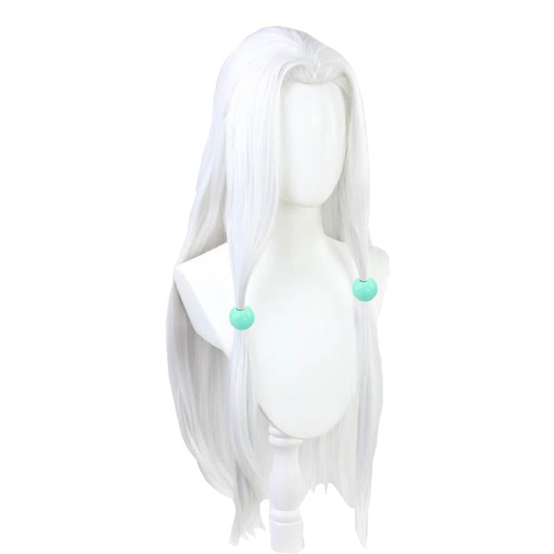 Demon Slayer Rui Spider Sister White Long  Cosplay Wigs Free Headdress