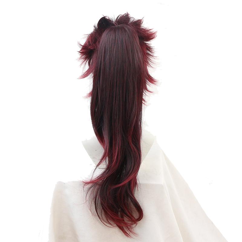 Demon Slayer Tanjirou Kamado Female Red Black Long Cosplay Wigs