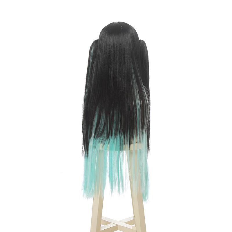 Demon Slayer Tokitou Muichirou Long Straight Green Mixed Black Cosplay Wigs