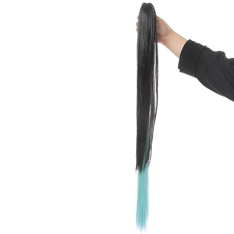 Demon Slayer Tokitou Muichirou Long Straight Green Mixed Black  Cosplay Wigs