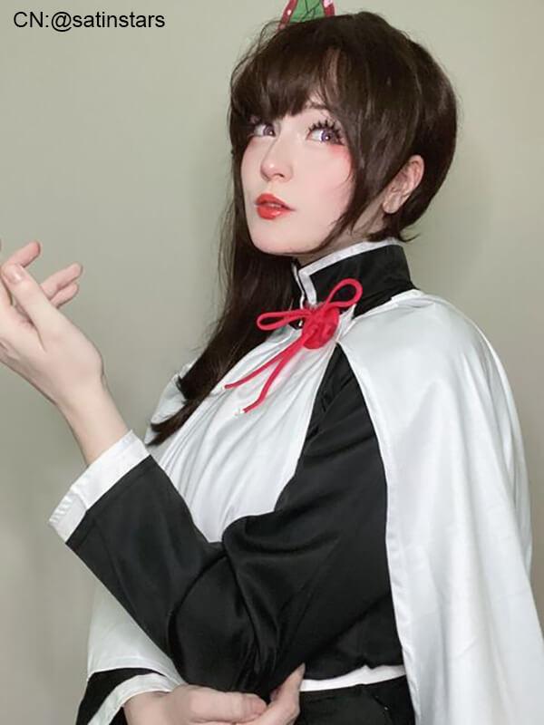 Demon Slayer Tsuyuri Kanawo Black Brown Ponytail Cosplay Wigs