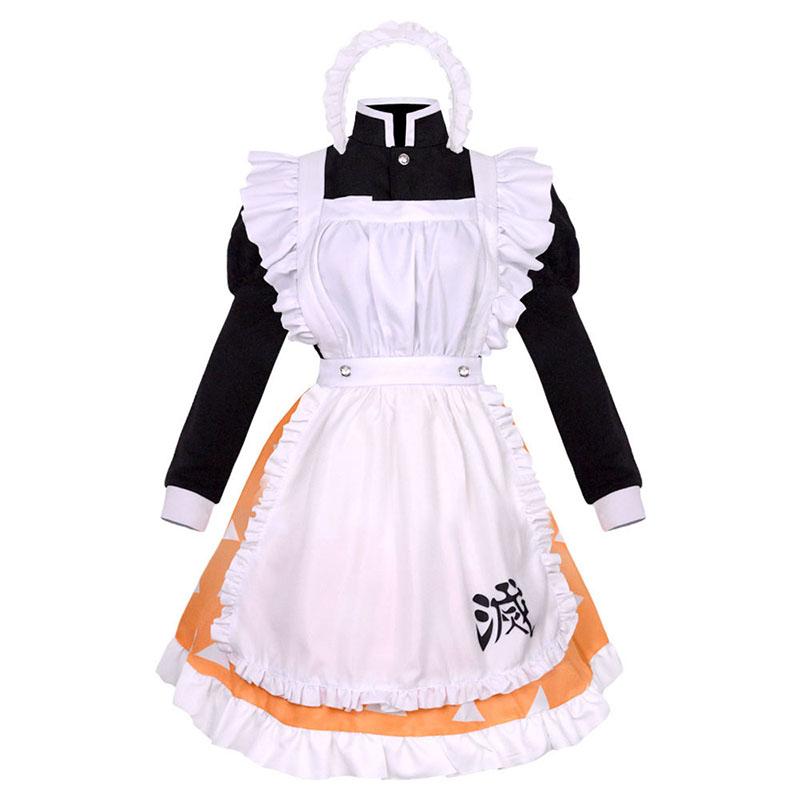 Demon Slayer Zenitsu Agatsuma Maid Halloween Cosplay Costume