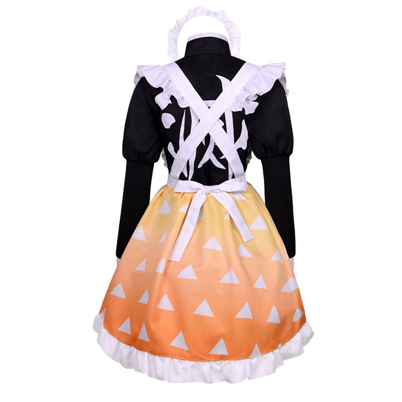 Demon Slayer Zenitsu Agatsuma Maid Halloween Cosplay Costume