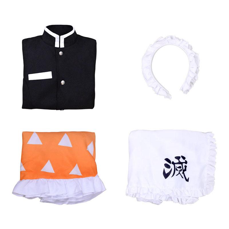 Demon Slayer Zenitsu Agatsuma Maid Halloween Cosplay Costume