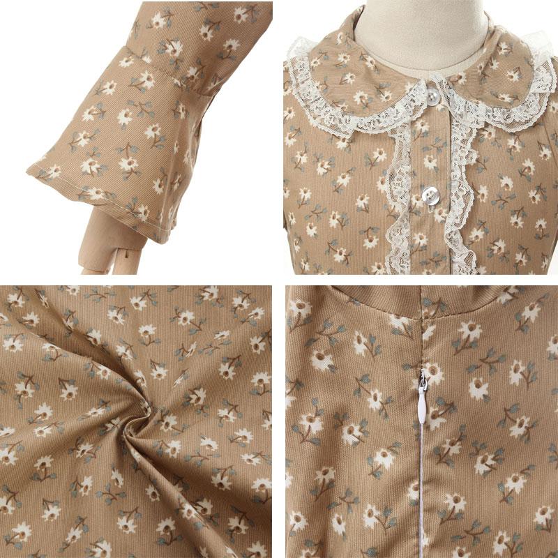 Women Renaissance Victorian Medieval Long Floral Dress With Shawl