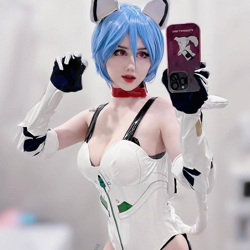 EVA Rei Cat White Cosplay Costume