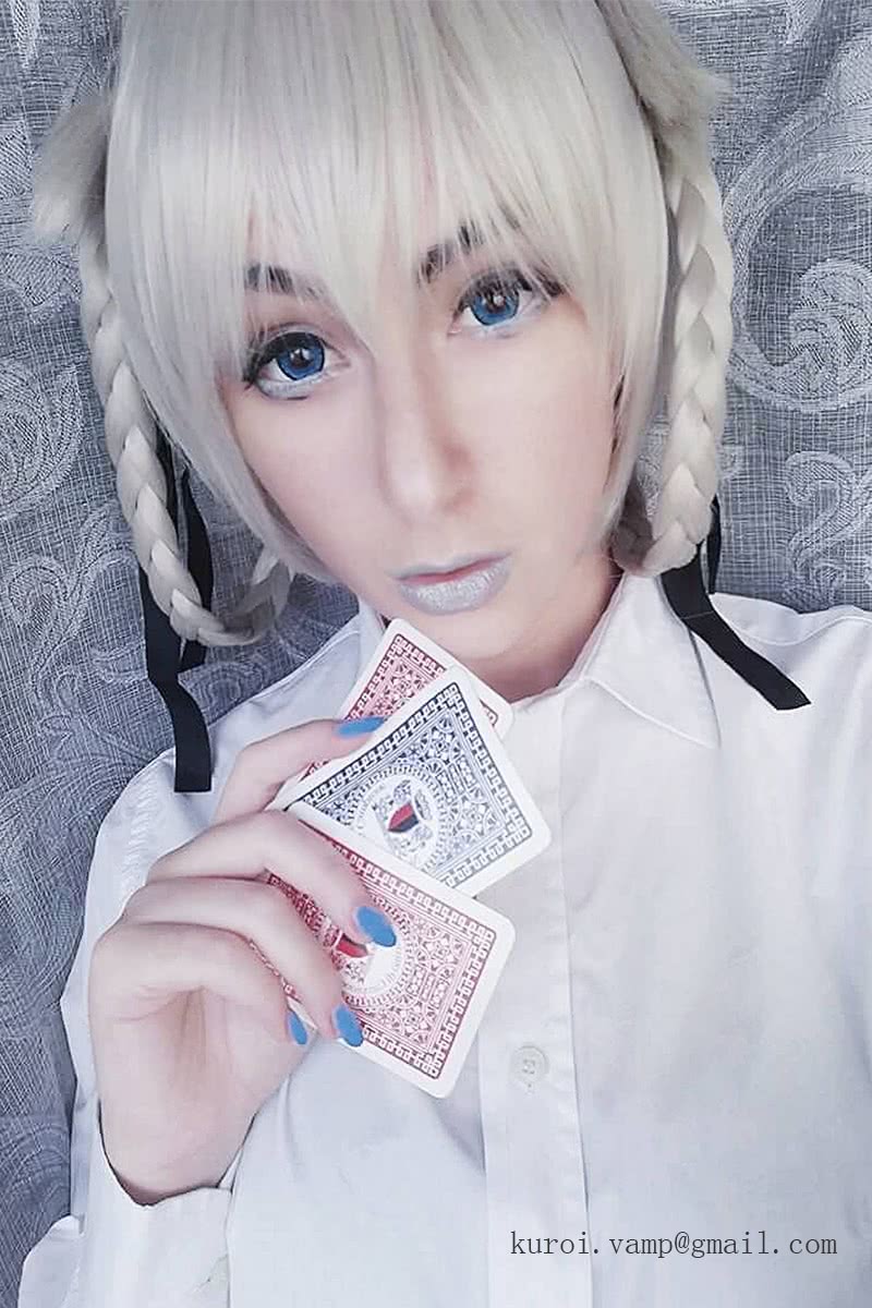 28cm Kakegurui Momobami Kirari Synthetic Silver Cosplay Wigs