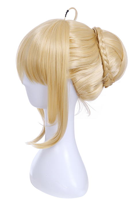 Fate Go Saber Artoria Pendragon Synthetic Short Blonde Cosplay Wigs