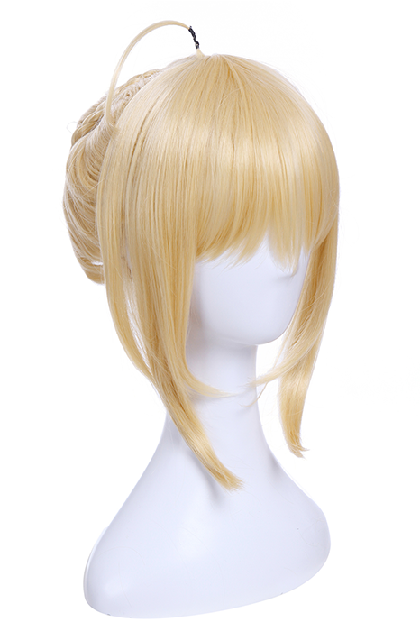 Fate Go Saber Artoria Pendragon Synthetic Short Blonde Cosplay Wigs