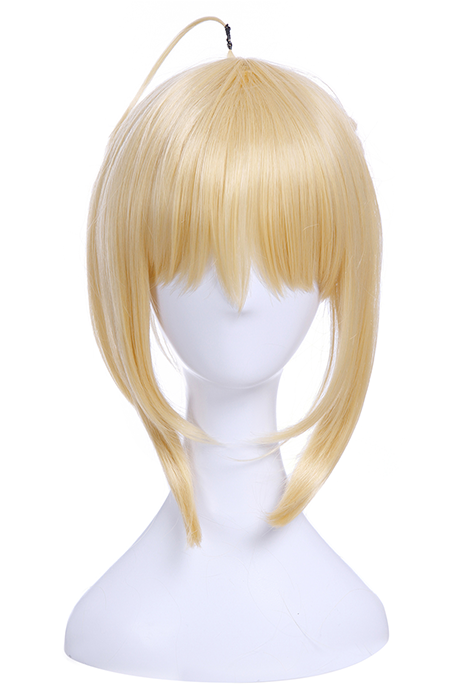 Fate Go Saber Artoria Pendragon Synthetic Short Blonde Cosplay Wigs