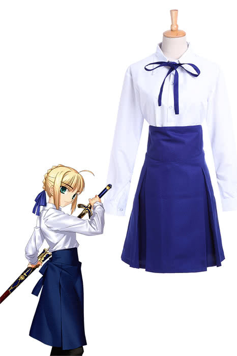 Fate Stay Night Casual Saber Uniform Dress Cosplay Costume New Fancy Dress