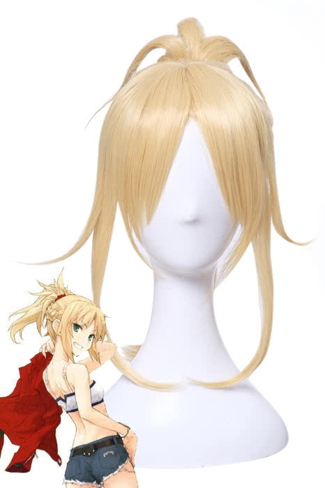 Fate/Grand Order Mordred Golden Ponytail Cosplay Wigs