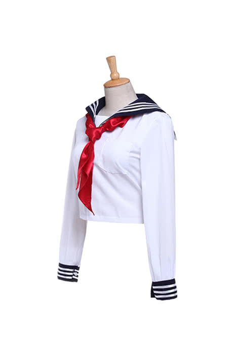 Japanese Schoolgirl Uniform White Shirt And Red Cravat Costume