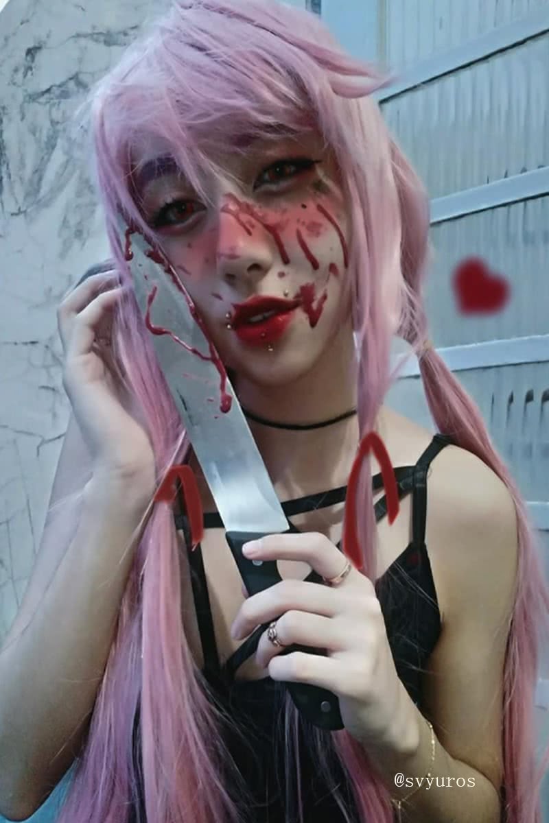 Gasai Yuno Long Pink Anime Cosplay Wigs