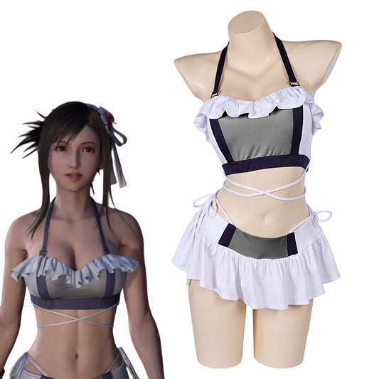 Final Fantasy 7 Tifa Swimsuit White FF7 Cosplay Costume