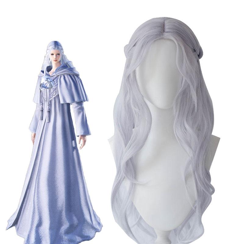 Final Fantasy XIV Endwalker Vebat Long Grey Cosplay Wigs