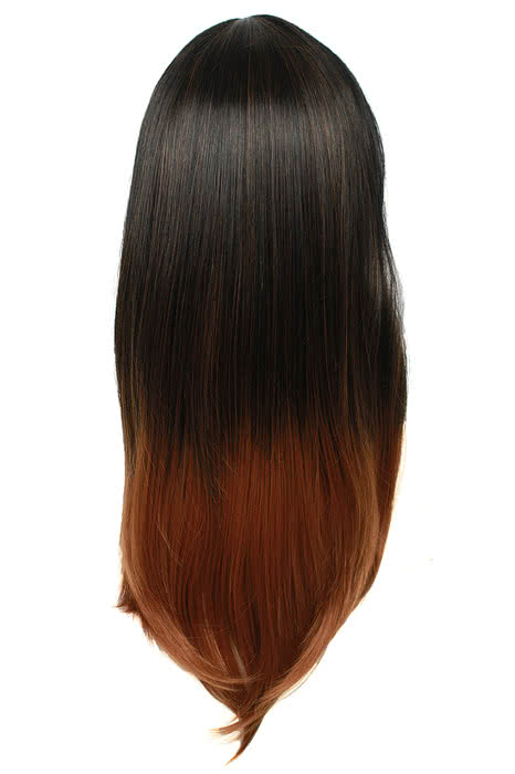 55CM Long Fashion Wig of Mixed Black and Brown Straight Hair