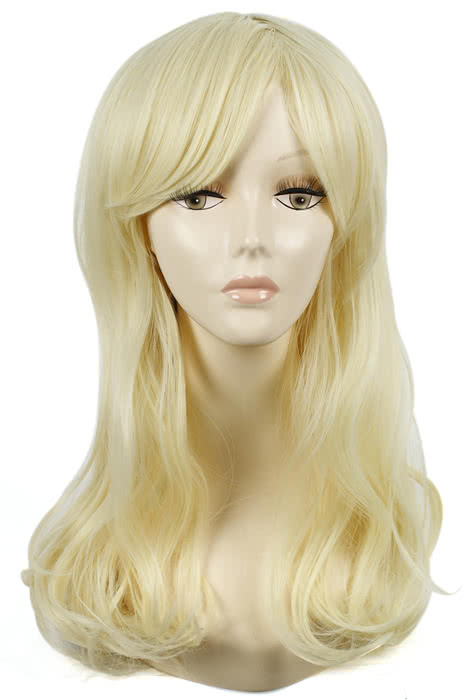 55cm Beautiful Creamy White Long Curly Charms Fashion Wig