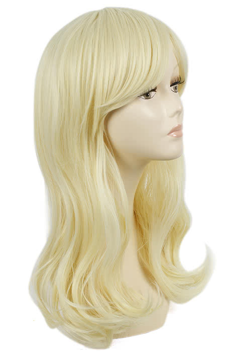 55cm Beautiful Creamy White Long Curly Charms Fashion Wig
