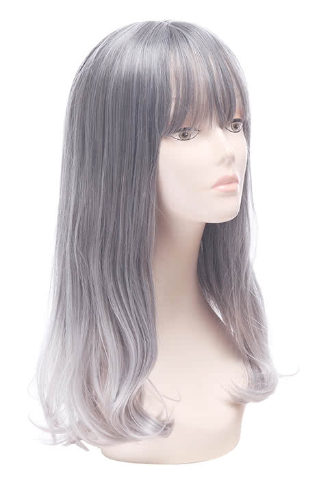 Women Medium Long Curly Fashion Wigs Gray Hair Wigs
