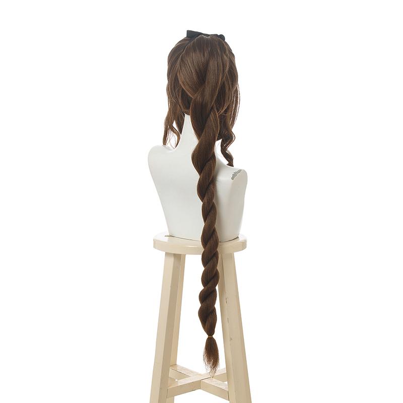 Game Final Fantasy VII Aerith Gainsborough Cosplay Wigs Brown Long Curly Cosplay Wig