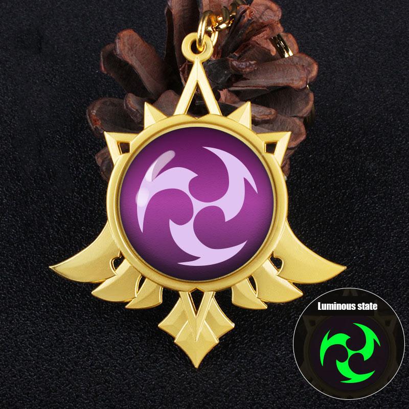 Game Genshin Impact Eye of God Vision 14 Style Florescent Light Keychain