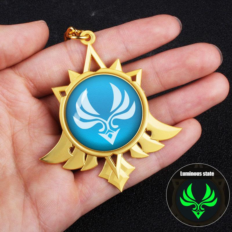 Game Genshin Impact Eye of God Vision 14 Style Florescent Light Keychain