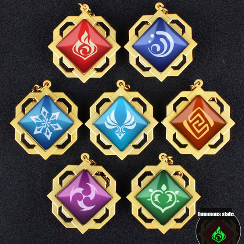 Game Genshin Impact Eye of God Vision 14 Style Florescent Light Keychain