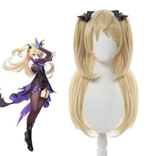 Game Genshin Impact Fischl Blonde Ponytail Cosplay Wigs