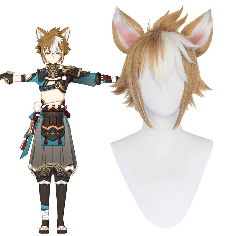 Game Genshin Impact Gorou Brown Mixed Color Cosplay Wigs