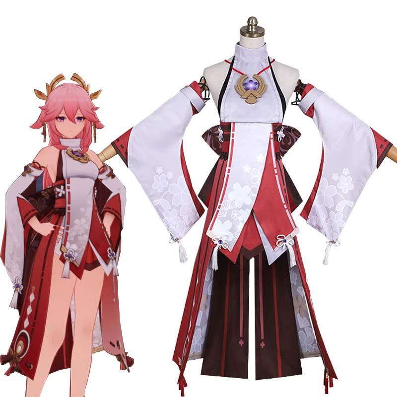 Game Genshin Impact Guuji Yae Cosplay Costume
