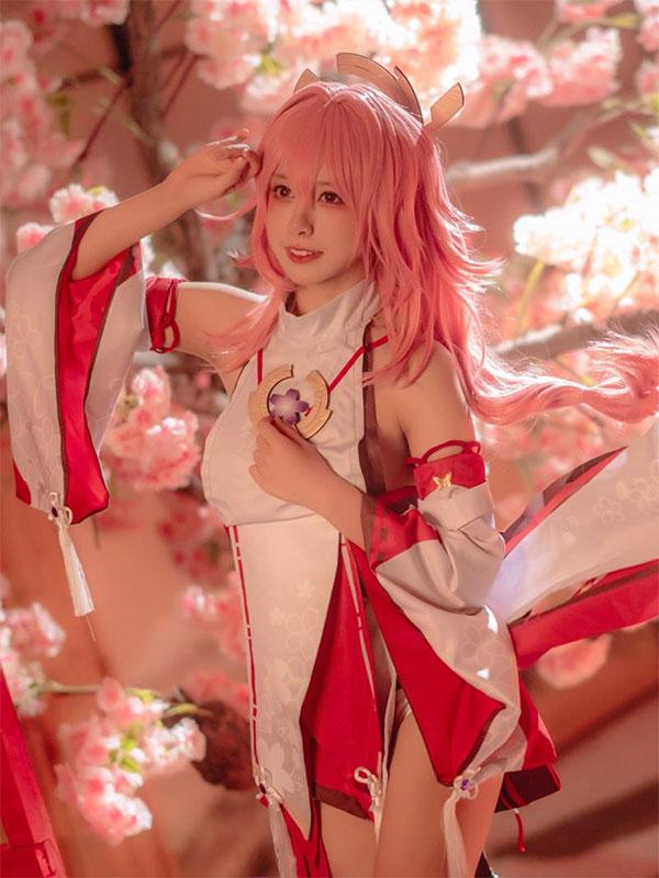 Game Genshin Impact Guuji Yae Cosplay Costume