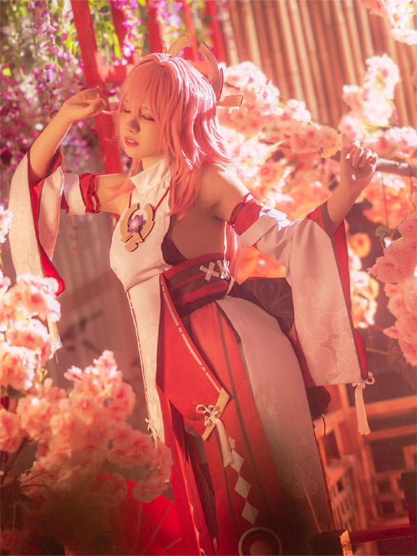 Game Genshin Impact Guuji Yae Cosplay Costume