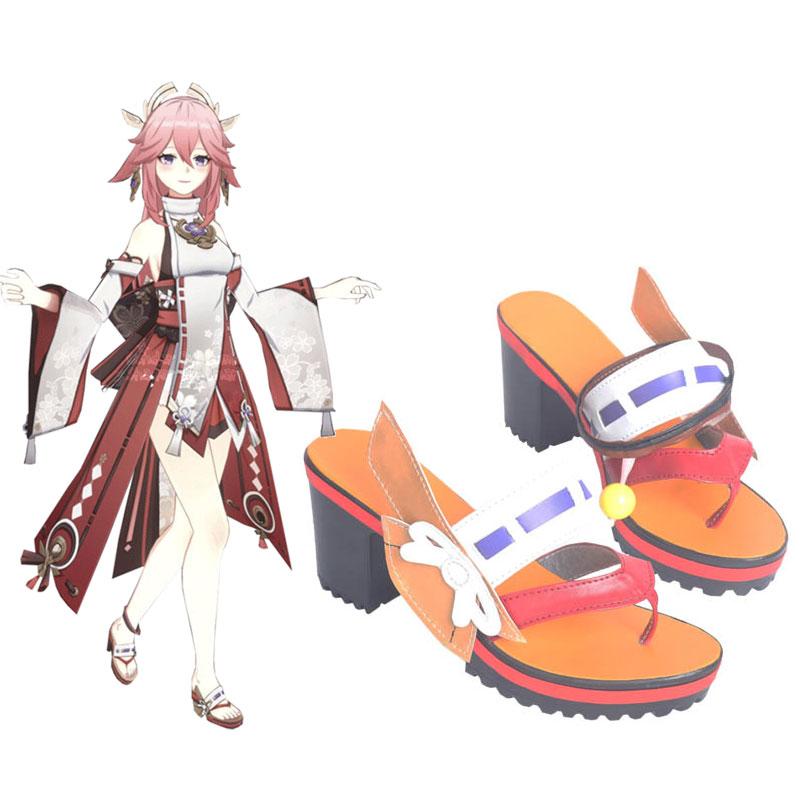 Game Genshin Impact Guuji Yae Cosplay Shoes