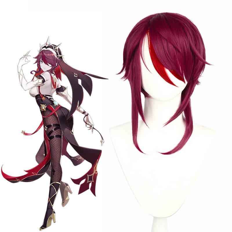 Game Genshin Impact Rosaria Wine Red Short Cosplay Wigs