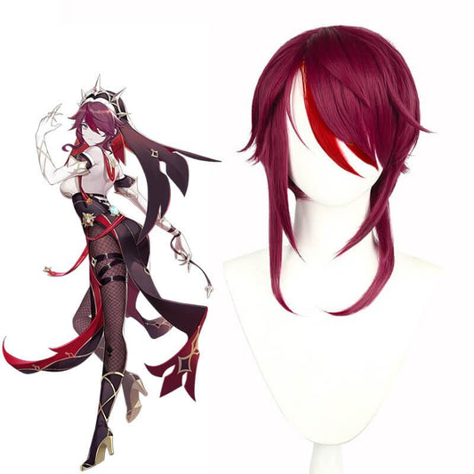 Game Genshin Impact Rosaria Wine Red Short Cosplay Wigs