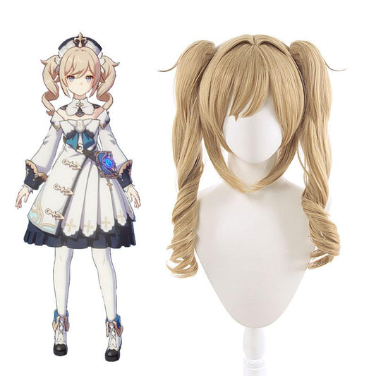 Game Genshin Impact Shining idol Barbara Brown Yellow Curly Cosplay Wigs