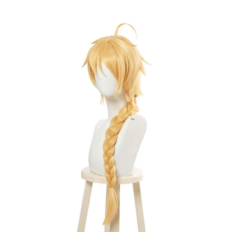 Game Genshin Impact Traveler Aether Blonde Long Braided Cosplay Wigs