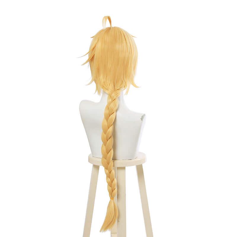 Game Genshin Impact Traveler Aether Blonde Long Braided Cosplay Wigs