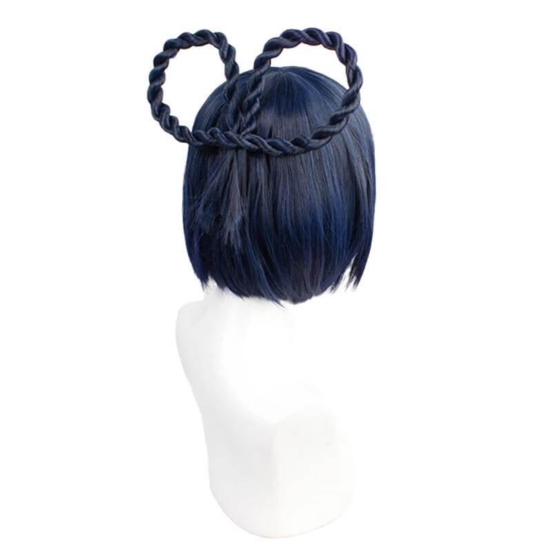Game Genshin Impact XiangLing Dark Blue Braided Cosplay Wigs