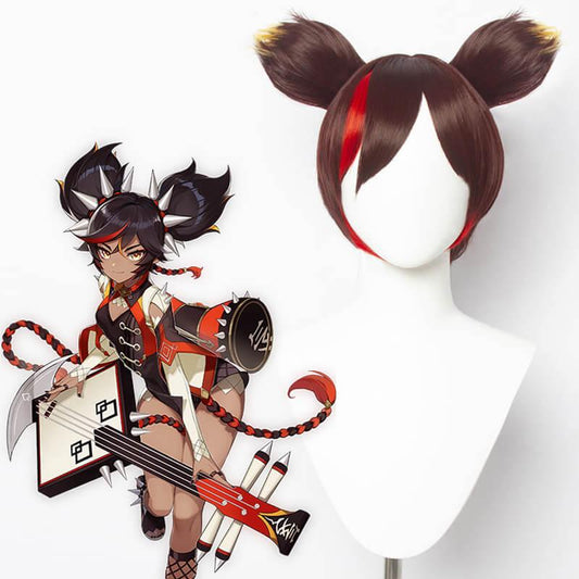 Game Genshin Impact Xinyan Mixed Brown Cosplay Wigs