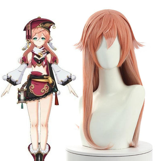 Game Genshin Impact Yanfei Pink Mixed White Long Cosplay Wigs