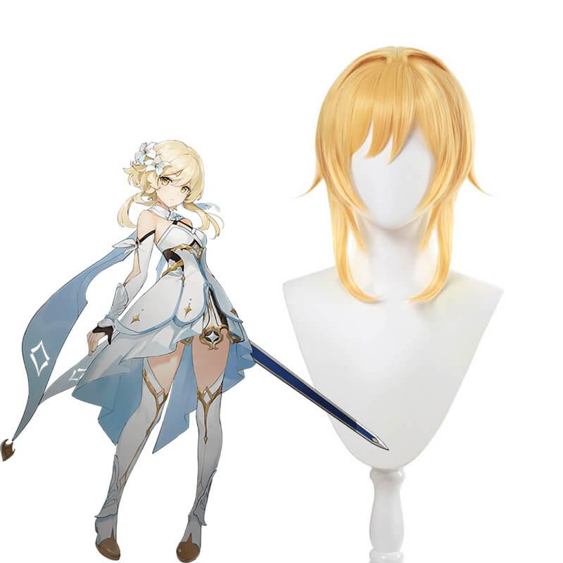 Game Genshin Impact Ying Blonde Short Straight Cosplay Wigs