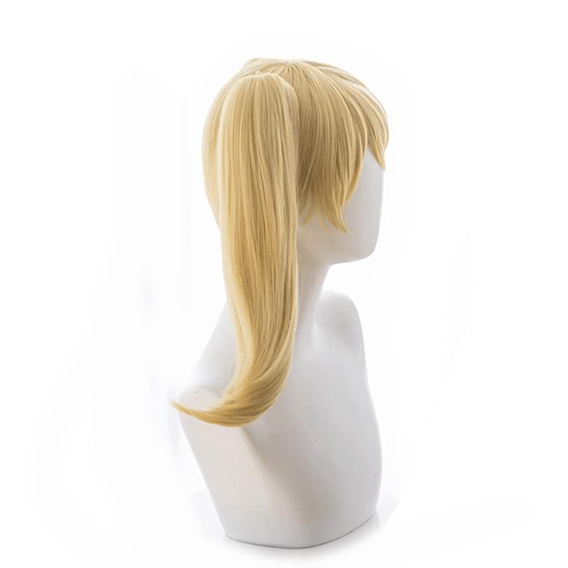 Game OW Pink Angel 40cm Long Blonde Ponytail Cosplay Wigs