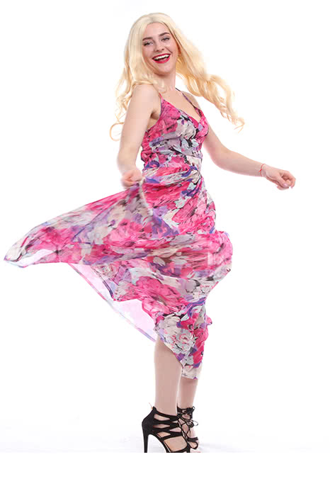 Women‘s Chiffon V-neck Adjustable Waist Fashion Sexy Long Beach Strap Slim Dress