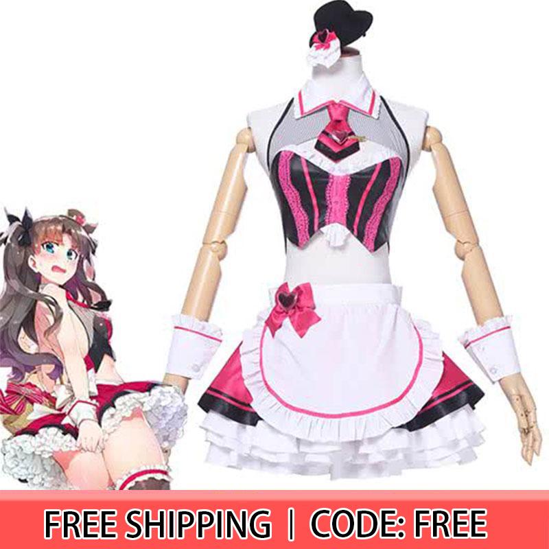 Fate Grand Order Tohsaka Rin Street Choco-Maid Game Cosplay Costumes
