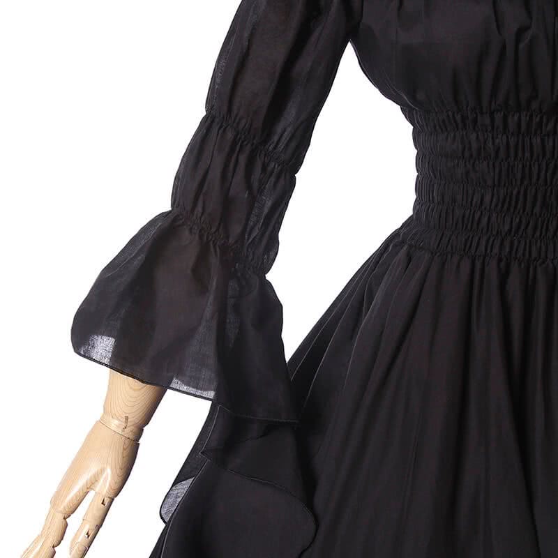 Women Renaissance Victorian Medieval Black Long Vintage Dress