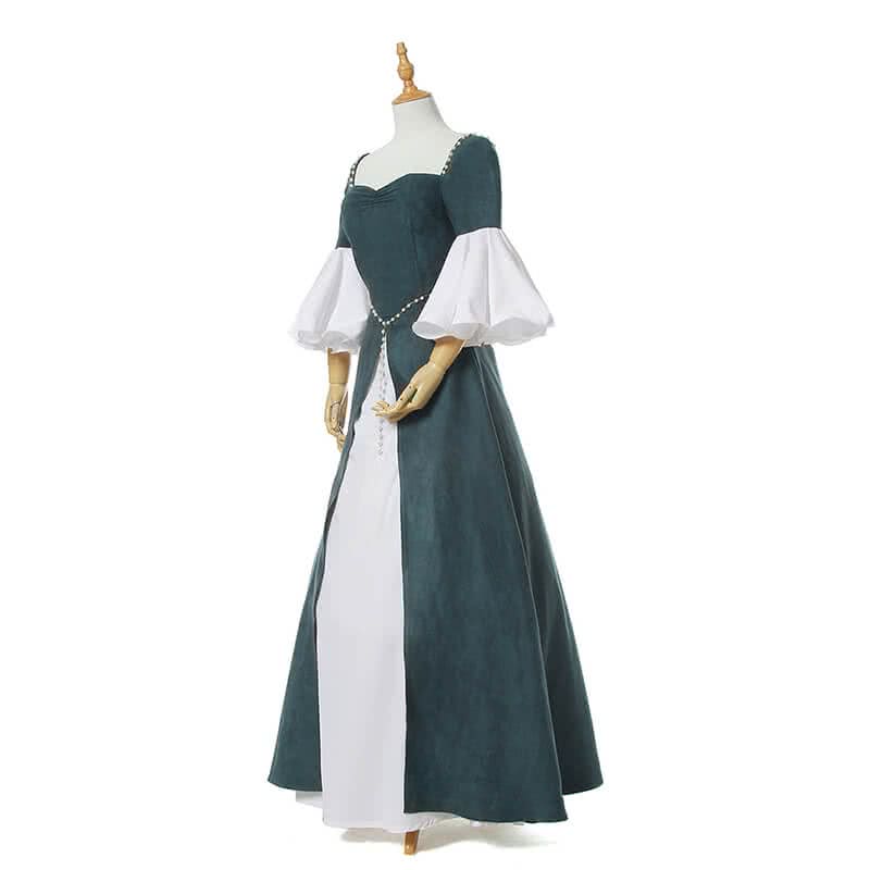 Women Renaissance Victorian Medieval Green Long Vintage Elegent Dress